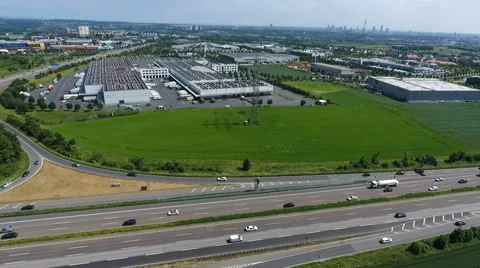 Highway intersection and industrial area Видео 64061448