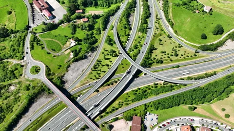 Highway Intersection in Basque Country - Junction in San Sebastian Video stock 197038535