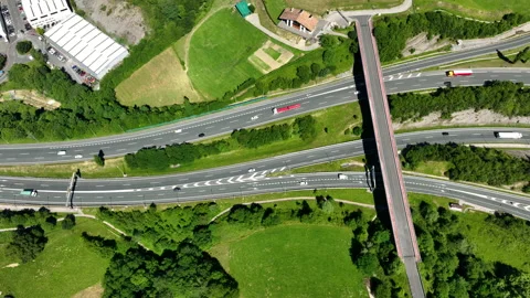 Highway Intersection in Basque Country - Junction in San Sebastian Vídeo Stock 197043089