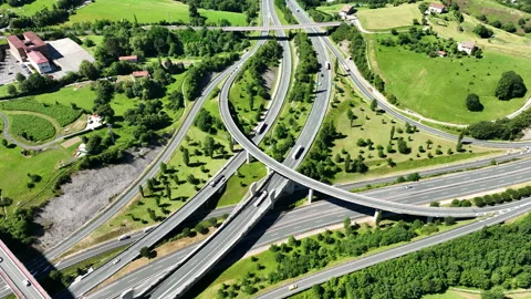 Highway Intersection in Basque Country - Junction in San Sebastian Video stock 197043293