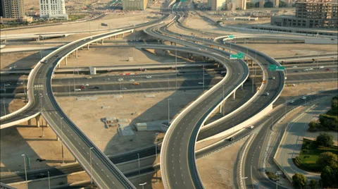 Highway intersection in Dubai Stock Footage 34272986