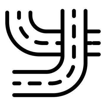 Highway intersection icon showing road junction and traffic Illustrazione stock