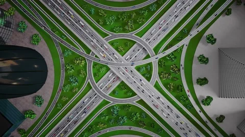 Highway intersection/ road interchange m... | Stock Video | Pond5