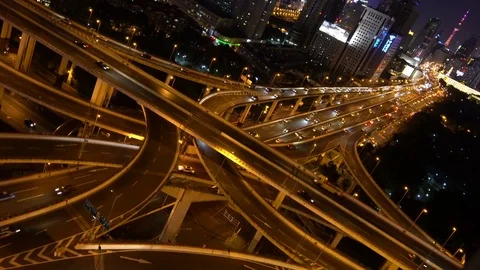 Highway intersection in Shanghai, China Stock Footage 73464903