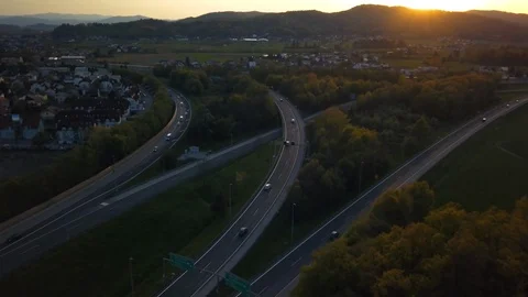 Highway intersection at sunset Stock Footage 108398706