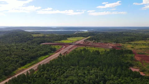 Highway Intersection Through Jungle in Misiones Province, Argentina Video stock 347229450