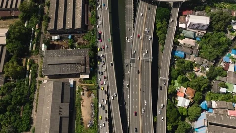 Highway intersection in urban area. Bangkok, Thailand. Stock Footage 305130182