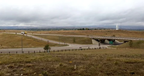 Highway Intersection in Wyoming Stock Footage 97976064