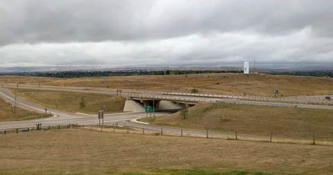 Highway Intersection in Wyoming Stock Footage 97976446