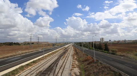 The highway to Jerusalem in the afternoon, a view from side of Tel Aviv, Israel Stock Footage 43257859