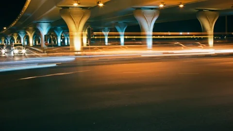Highway Junction in Bahrain. Timelapse Stock Footage 87895291