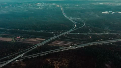 Highway Junction, Hanau, Germany Stock Footage 156234403