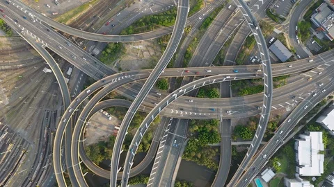 Highway Junction Intersection and Railroad Tracks - Brisbane, Australia Stock Footage 122698741