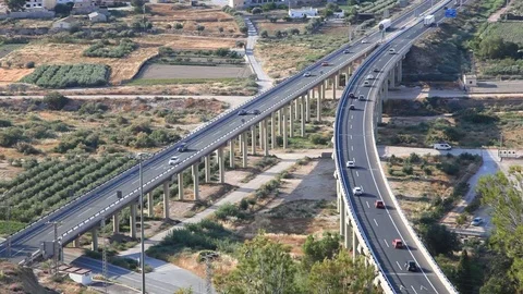 Highway junction in Lorca, Spain Stock Footage 76559855
