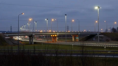 Highway junction at night Stock Footage 98431937