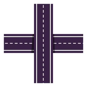 Highway junction, two level asphalt roads with dividing lines top view Stock Illustration