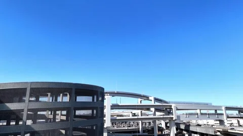 Highway Junction Under Blue Sky | Urban Transport Infrastructure Stock-Footage 333191847