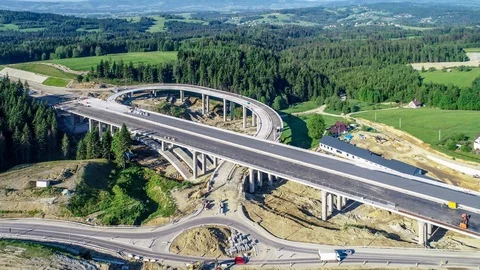 Highway junction under construction in Poland Stock Footage 109797802