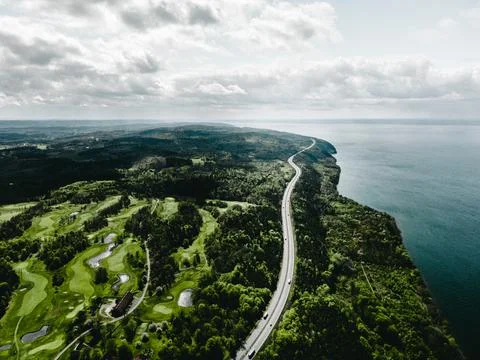 Highway by the lake Foto stock