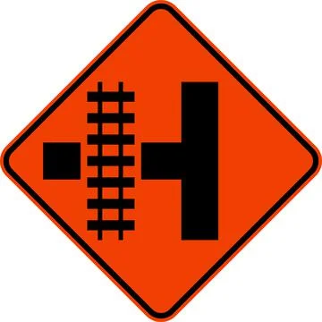 Highway Light Rail Transit Grade Crossing Left Sign Stock Illustration