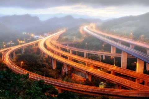 Highway light track with nice background Stock Photos