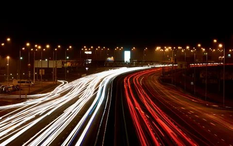 Highway light trails Stock Photos