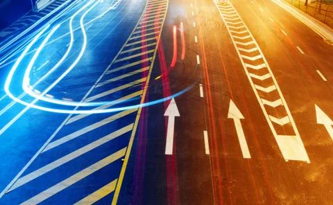 Highway light trails Stock Photos