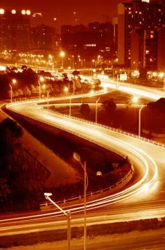 Highway light trails Stock Photos