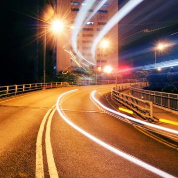 Highway light trails Stock Photos