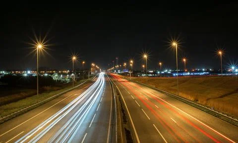 Highway Light Trails Stock Photos