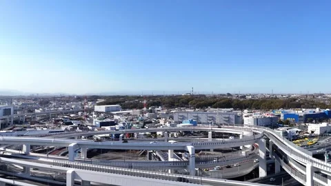 Highway Loop and Commercial Area | City Transport - 4K Aerial Video Stock-Footage 333192055