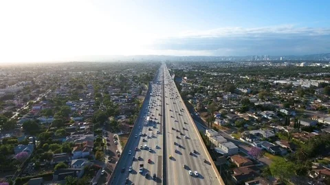 Highway Los Angeles, drone footage Stock Footage
