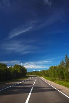 Highway with markings on the sky background. Stock Photos
