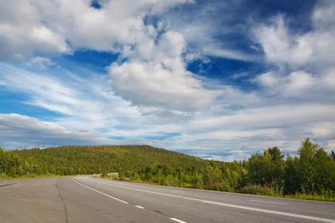 Highway with markings on the sky background. Stock-Fotos
