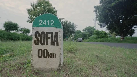 Highway Milestone showing distance of SOFIA Stock Footage 294682048