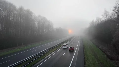Highway in the mist Stock Footage 325230671