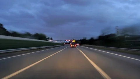 Highway Motorway Rage Camera Car High Speed at Dusk Stock-Footage 80541791