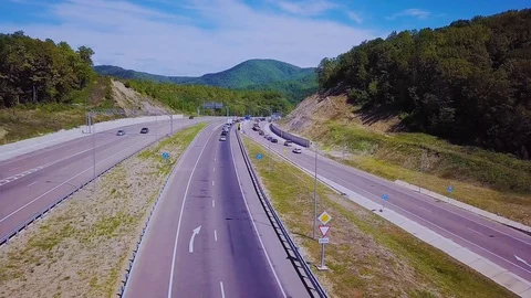 Highway on the Mountain Pass Stock Footage 95291355