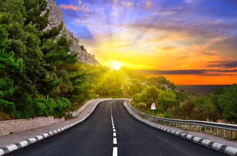 Highway in the mountains Stock Illustration