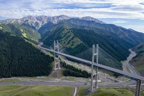 Highway in the mountains Stock Photos