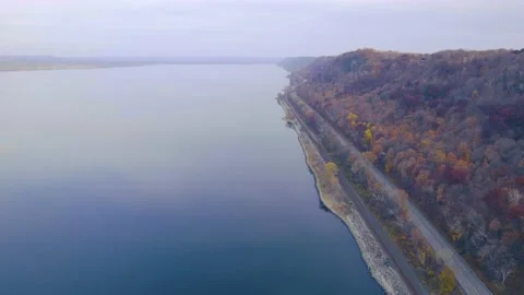 Highway Next To Lake Video stock 220576461
