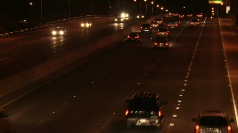 Highway at night Stock Footage 672568