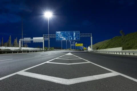 Highway at night Stock Photos