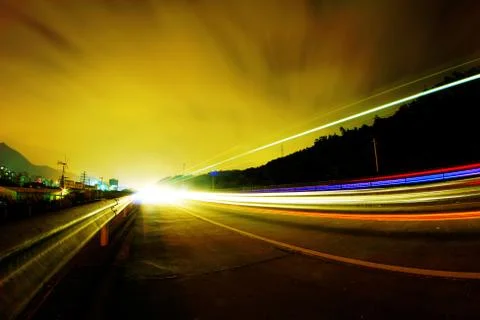Highway at night.. Stock Photos