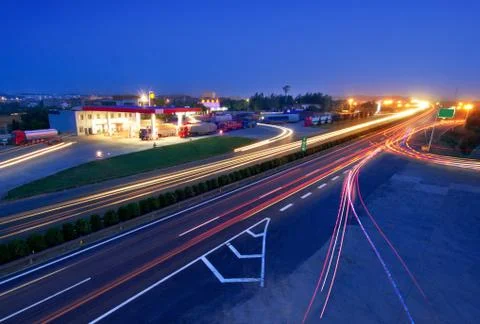 Highway at night. Stock Photos