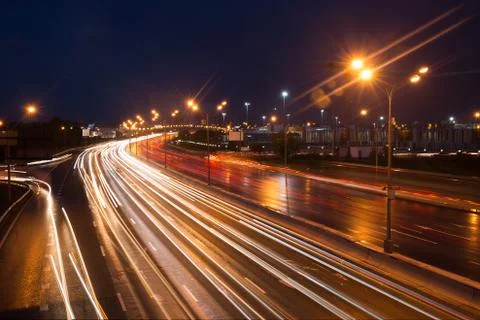 Highway at night Stock Photos