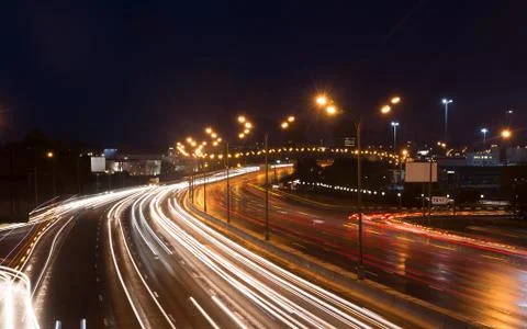 Highway at night Stock Photos