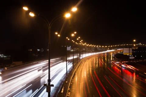 Highway at night Stock Photos