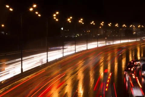 Highway at night Stock Photos