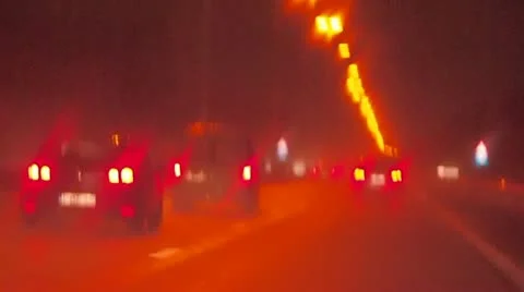 Highway at night rainy Stock Footage